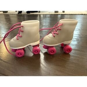 Battat Our Generation Roller Skates Grey Gray Pink Lace Up For Doll